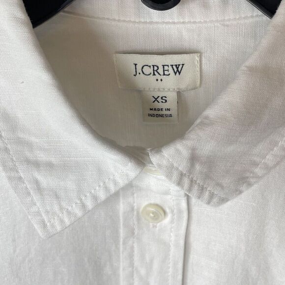 J.CREW Button Up Top Women XS Linen Cotton Blend White Long Sleeve BY035 - Picture 9 of 11